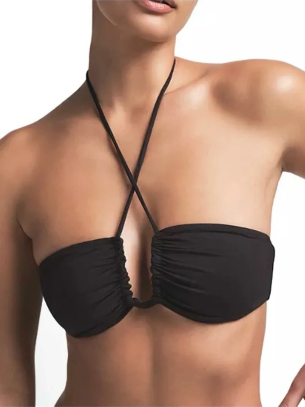 🖤 SKIMS Signature Swim U Wire Halter Top & Mid Waist Bottom Set | Onyx | M | NWT